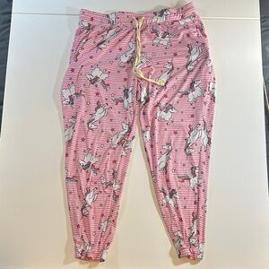 Briefly Stated Pink Unicorn Pajama Jogger Pants Size L